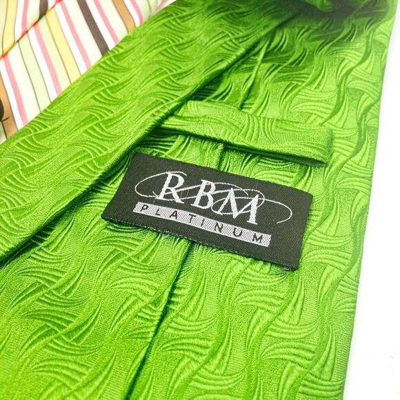 Bright Vintage Tie Bundle: RBM Green Silk & Wembley Striped Poly - Picture 5 of 12